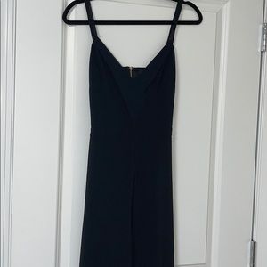 black evening jumpsuit open back v neck